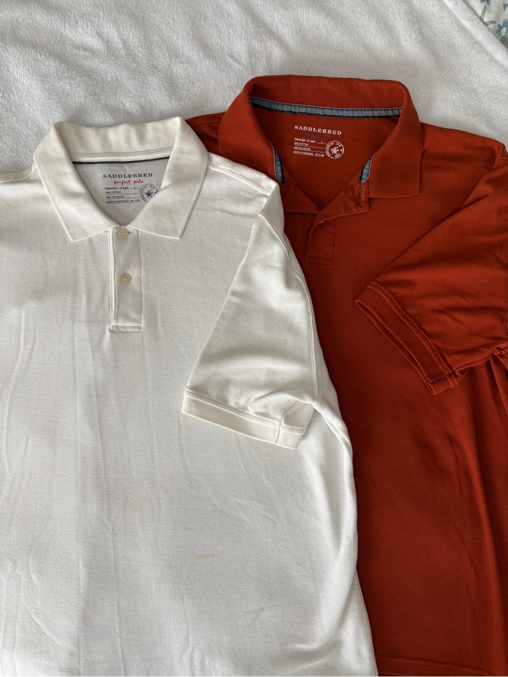 2 Saddlebred Men's Polo Shirts - White and Rust